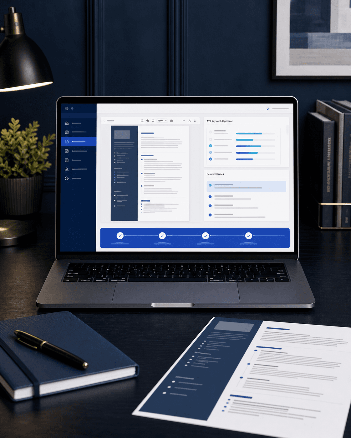 TopSphere Resume desktop review portal shown on a laptop