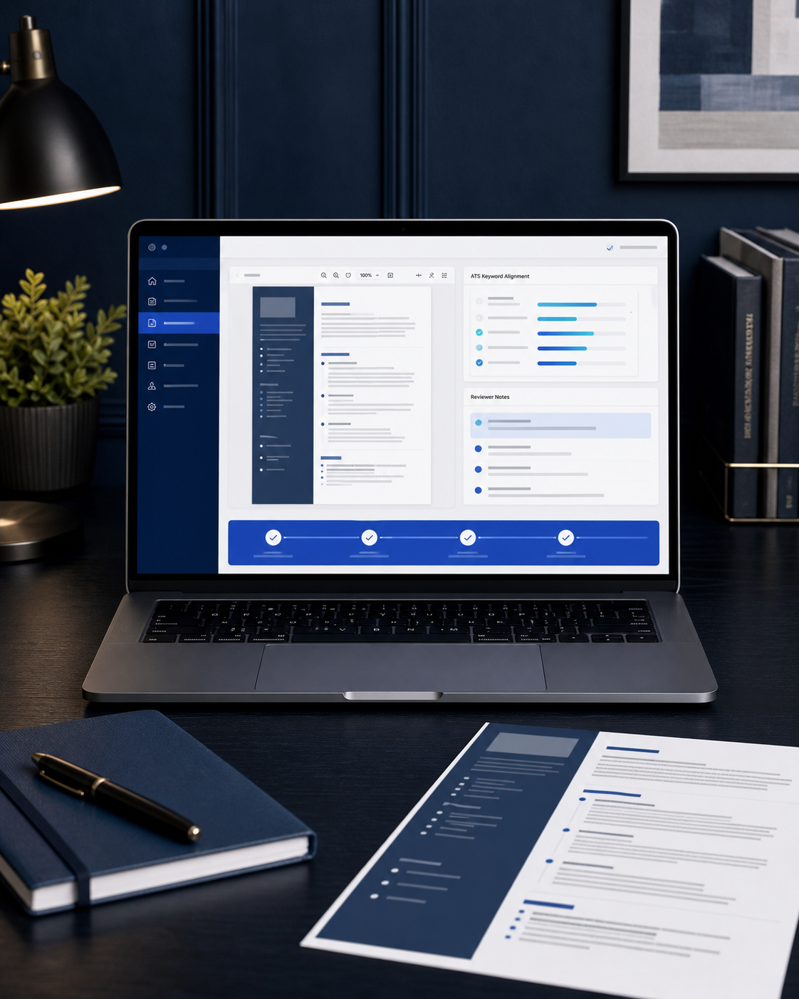 TopSphere Resume desktop review portal shown on a laptop